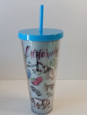 Starbucks California 24oz Cold Cup Tumbler with Blue Lid and Straw